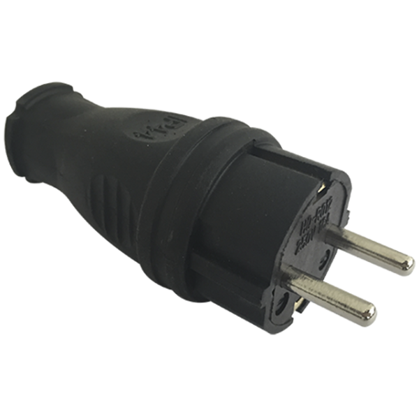 Вилка каучуковая прямая 250В 2Р+РЕ 16А IP44 Sirius