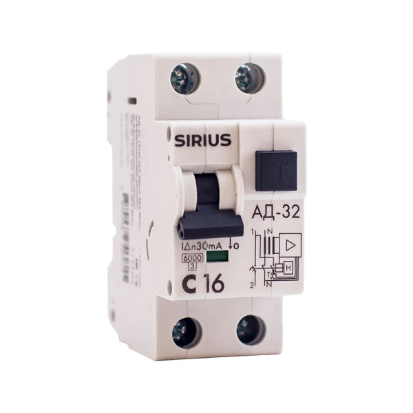 Дифференциальный автомат АД-32 1P+N 16А 30мА 6kA Sirius
